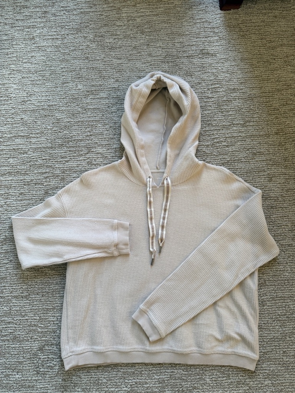 Aerie Hoodie in thick ribbed Ivory Cotton Size Small